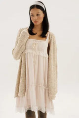 Boucle long cardigan - glitter beige