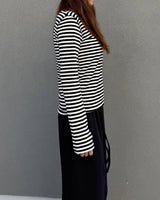 ストライプ ハーフ ジップアップ (BLACK) ウィメンズ