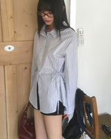 Peden Stripe Side Ribbon Shirt
