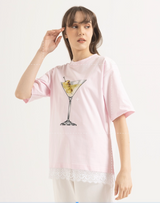 マティーニレースTシャツ ピンク