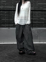 [unisex] ピンタックリベットナイロンパンツ (2color)