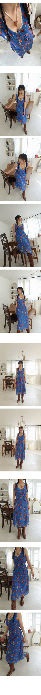 SHANHAI FLORAL V-NECK LONG DRESS