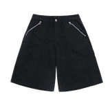 25SS ZIPPER DETAIL DENIM SHORT PANTS BLACK