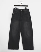 [S-XL] Nian incision washed wide denim pants