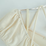 Shirring Ribbon Puff Top 231330518