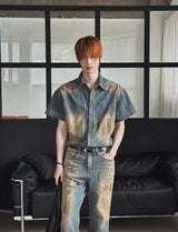 Summer Cool Oil Washed Western Denim Shirt