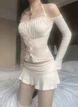 ブライセンレースオフショルダートップ (white)