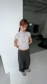 HALF NECK SHIRRING T-SHIRTS