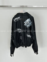 graffiti-printed rider jacket