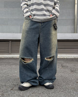 Limit destroyed wide denim pants