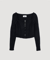 SQUARE NECK RIB CARDIGAN