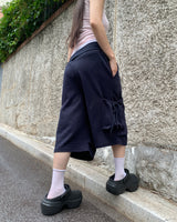モビクバンディングピンタックカーゴバミューダパンツ