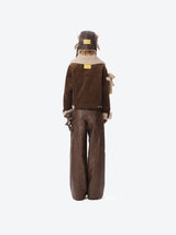 13DE MARZO Bear Lined Leather Pants Brown