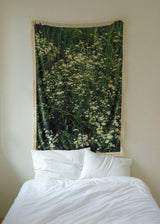 green bloom tassel blanket