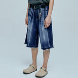 navajo パターンカットオフバミューダパンツ indigo blue