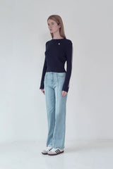 KIRSH PLAIN LINE POINT CABLE KNIT - DARK NAVY   