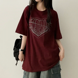 フェイスハートボクシーフィット半袖Tシャツ