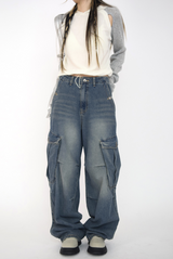 bel cargo denim pants(2color)