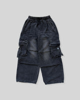 Lace Buckle Wide Cargo Denim
