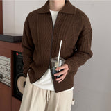 Premium] LMN フィッシャーケーブルカラージップアップニット (3 colors)