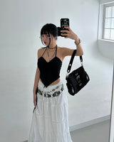 punching padded built-in halterneck blouse