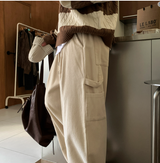And double corduroy Carpenter Bendable Wide Pants