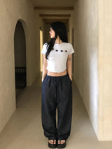 デイジーポップフラワープリントステッチTシャツ