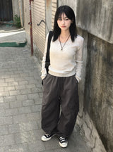 バンブー スリム ニット Tシャツ