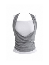LAYERED-LOOK HALTER DRAPED TOP (3COLORS!)