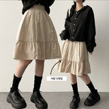 Midu Back Banding Pin Tuck Shirring A-Line Midi Skirt