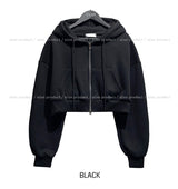 [U-BASIC] Tom Brushed Two Way Crop Hood Zip-Up