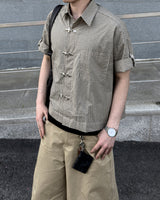 バックルチェッククロッピードショートスリーブシャツ