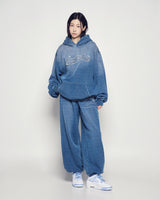 25FW デニムエフェクトズリーロングパンツ ネイビー