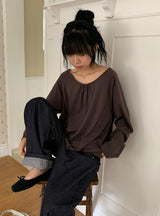 26FW★ [BAONHAUS] レニル シャーリング レイヤード ロングスリーブ Tシャツ