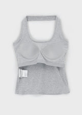 [B-BASIC] Ribbed Halter Sleeveless Top (Built-in Cap)