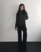 Stud belt boots cut pants