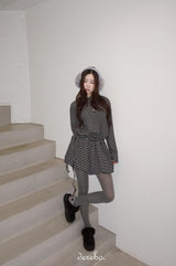 wool fleece stripe strap pumpkin dress