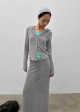 [MADE] Mibel Knit-like Hooded Snap Cardigan
