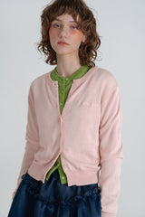 Slim round cardigan_pink