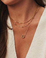 gold mini beads station 14k gold plating + 925 silver necklace N066-02G