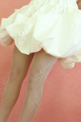 ribbon flow mesh tights (white)