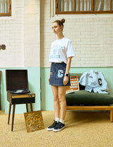 Sky Blue Classic Big Logo Crew Neck White Short Sleeve T-shirt [Unisex]