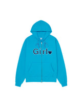 Girl zip-up hoodie - Aqua blue