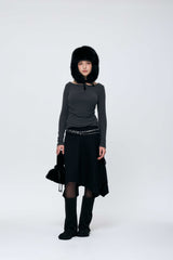 MUREN SHIRRING TOP / CHARCOAL