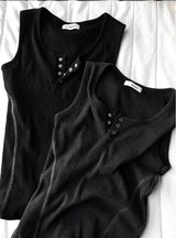 Henley Neck Side Track Muscle Fit Sleeveless