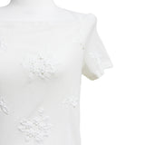 (2color) フラワー刺繍ホルターオフショルダーT