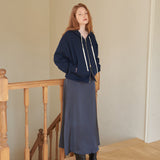 Short Hooded Zip Up Navy