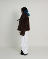 レイチェル 2ベルトディテールショート丈ファージャケット (Lining Quilted)