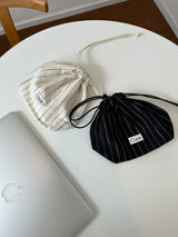Clam string pouch _ Natural stripe