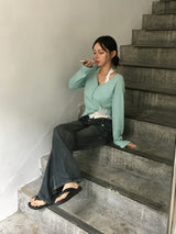 [Jericore/y2k] グルーヴ ポケット ドロップ ローライズ デニムパンツ (2c)